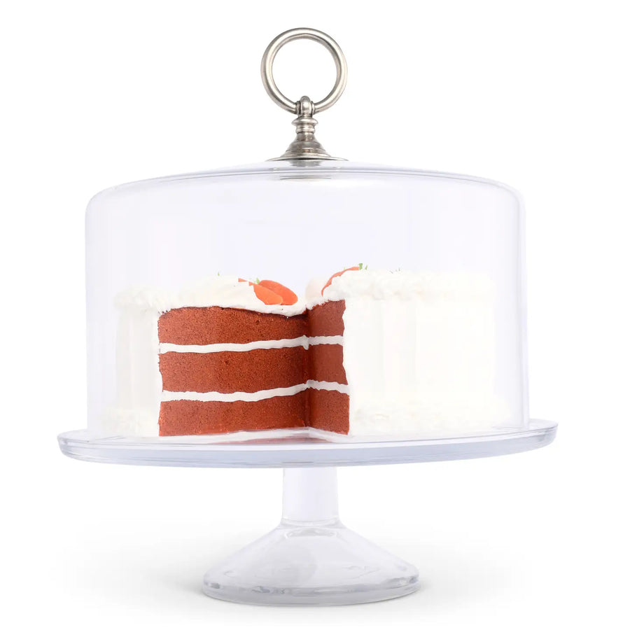 Pewter Ring Glass Covered Cake Stand