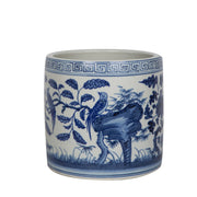 Blue and White Greek Key Cachepot