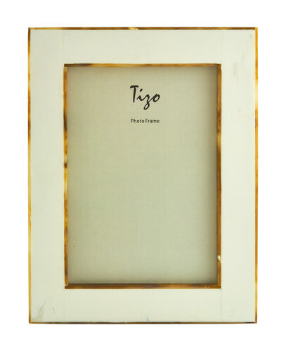 White Bone with Horn Border Picture Frame 5x7