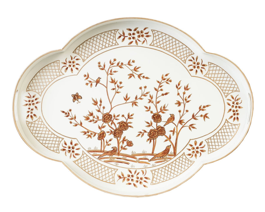 Chinoiserie Ivory/Gold Scalloped Tray