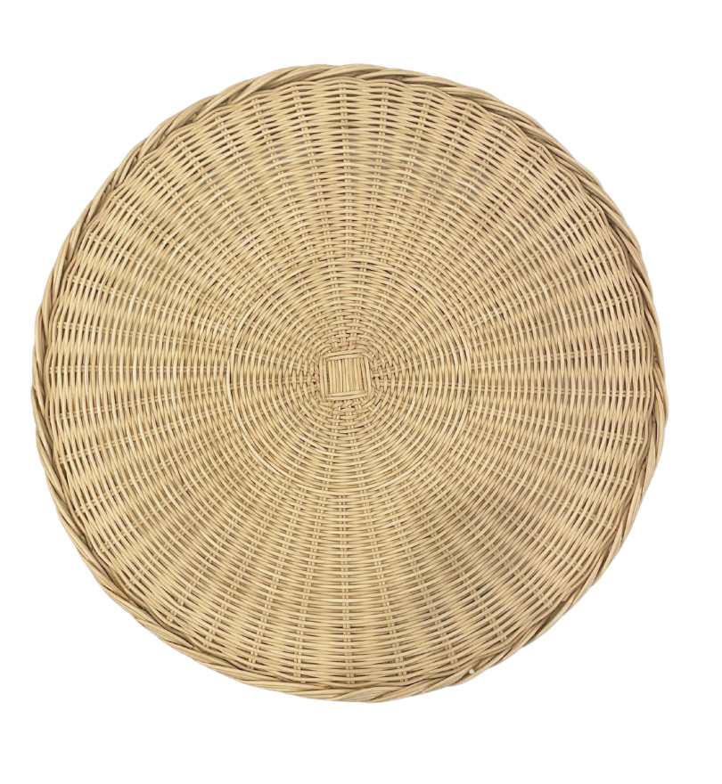 Round Vintage Wicker Side Table