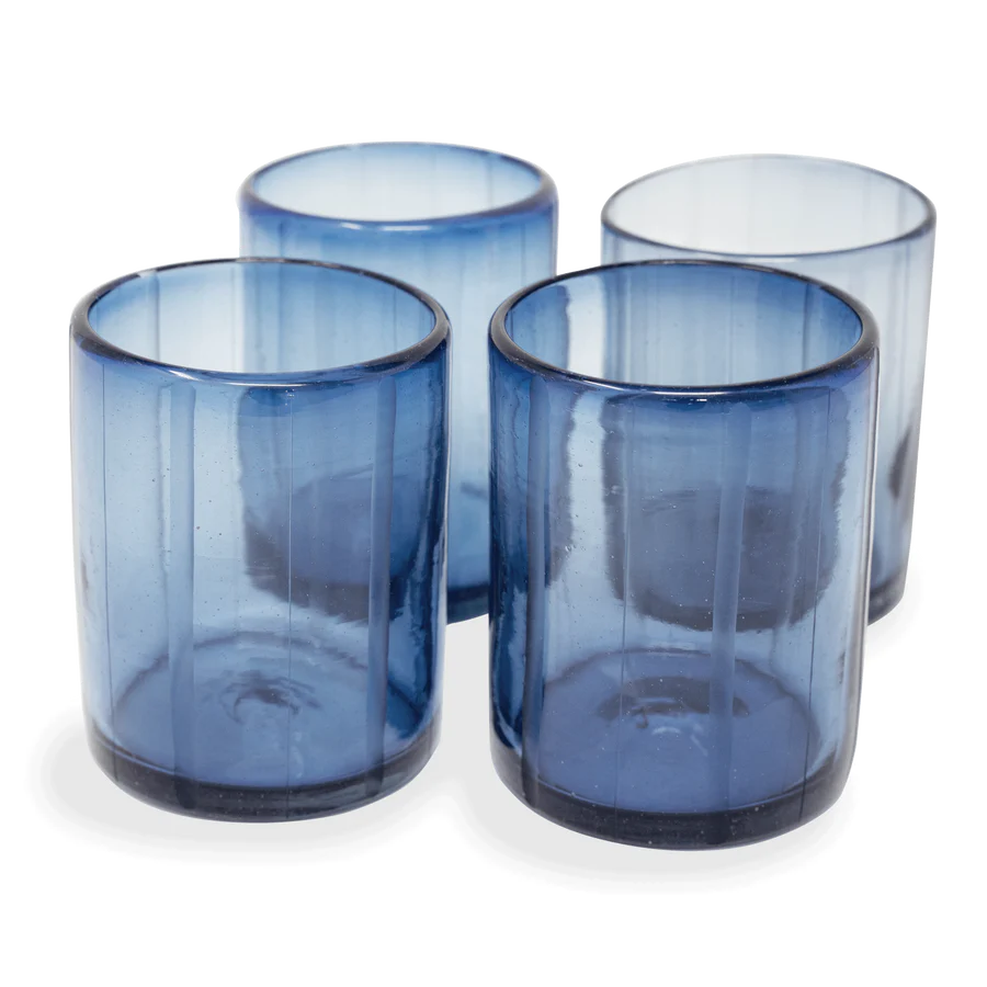 Smokey Blue Striped Rocks Set/4