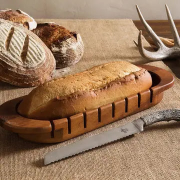 Oval Bread Board with Antler Knife