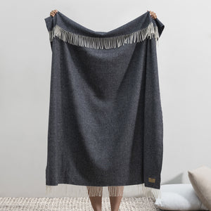 Pinstripe Cashmere Throw/Navy