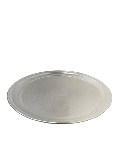 Vintage Hotel Silver  Round Engine-Turned Tray