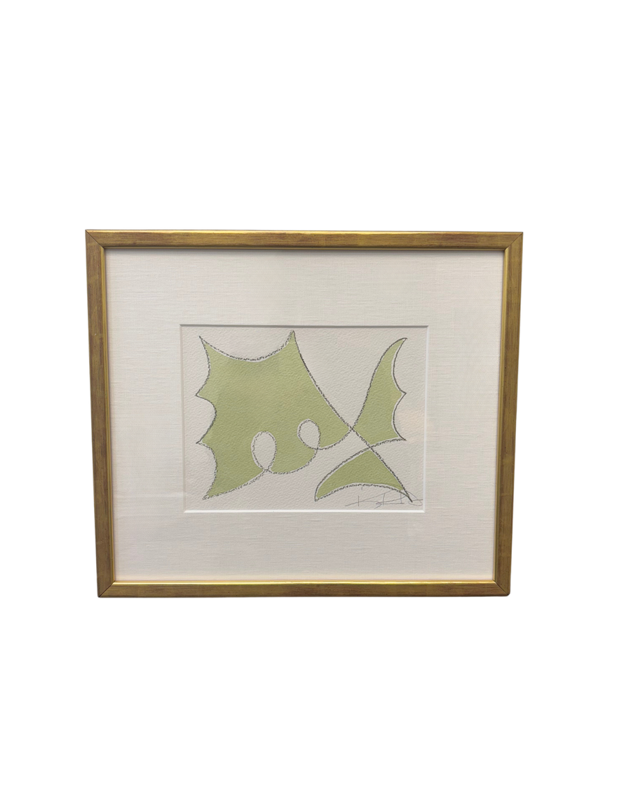Green Antique Map in Antique Gold Frame/Kayce Hughes Art