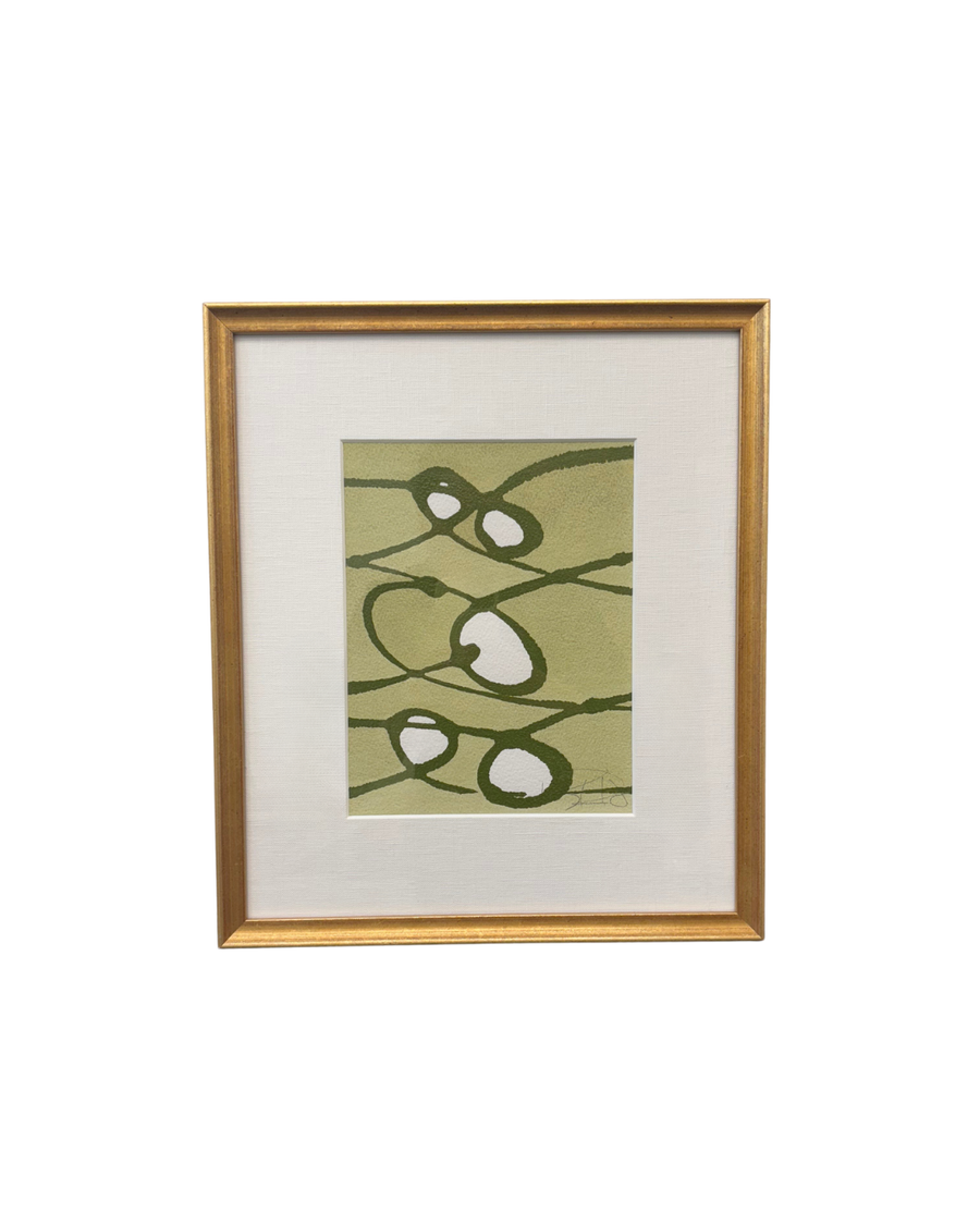 Green Lilypads in Bamboo Frame/ Kayce Hughes Art