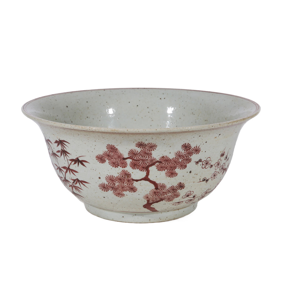 Rustic Maroon Red Bowl Pine Motif