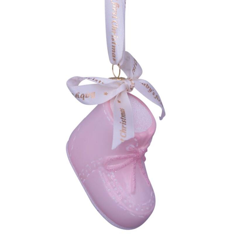 Pink Baby Bootie 1st Christmas Ornament