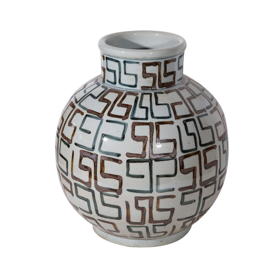 Indigo & Brown Straight Neck Maze Jar