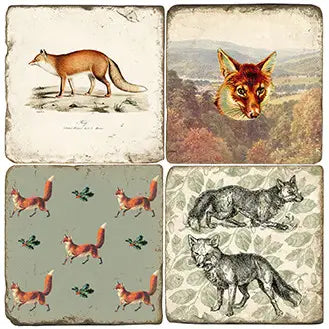 Fantastic Foxes - Tumbled Marble Coasters Set/4