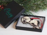 Jumping Horse Ornament - Gray Hunter Equestrian Décor