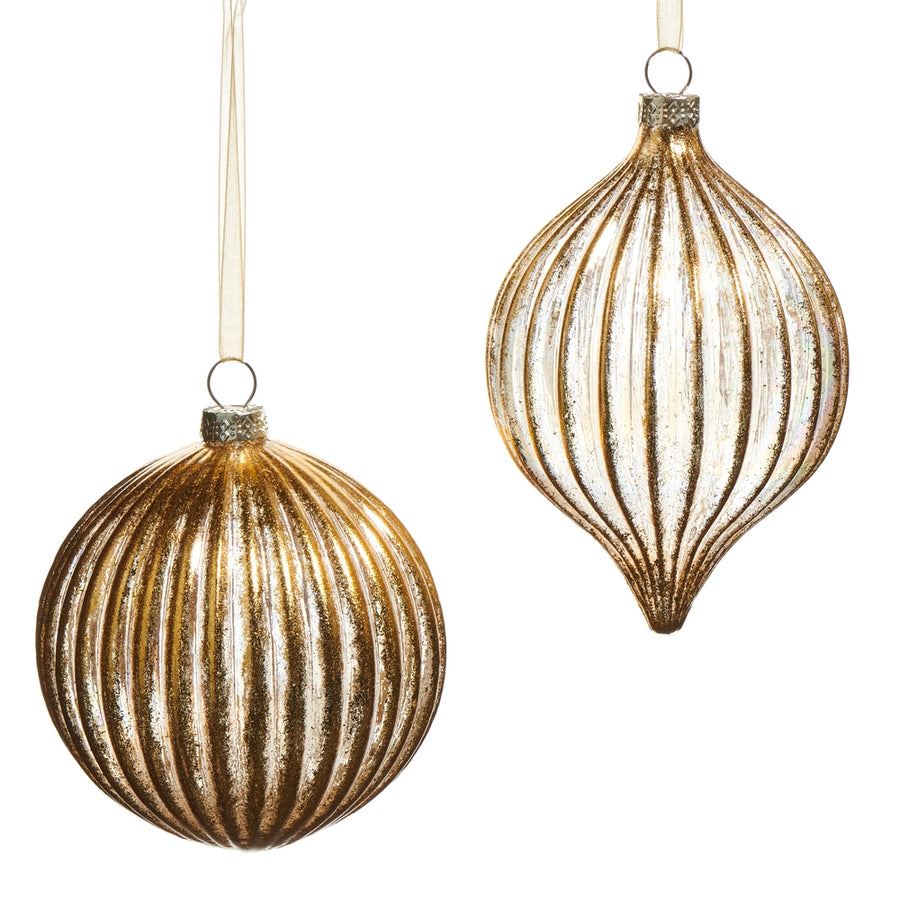 Gold Ribbed Ornament