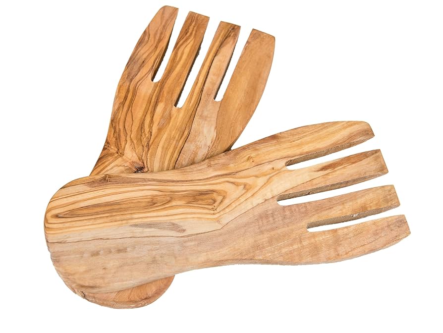 Olive Wood Salad Hands