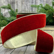 Red Velvet Ribbon/Metallic Gold Backing