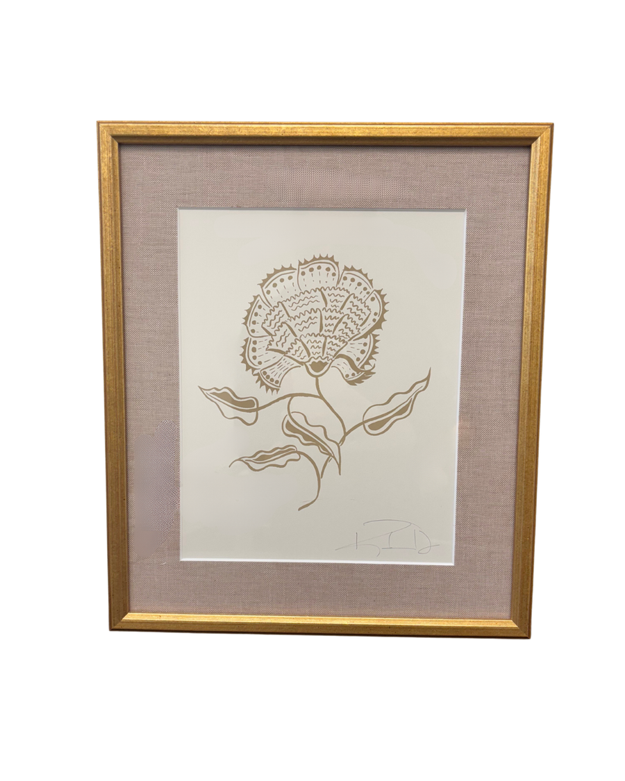 Bengal Botanical in Tan with Gold Frame/Kayce Hughes Art