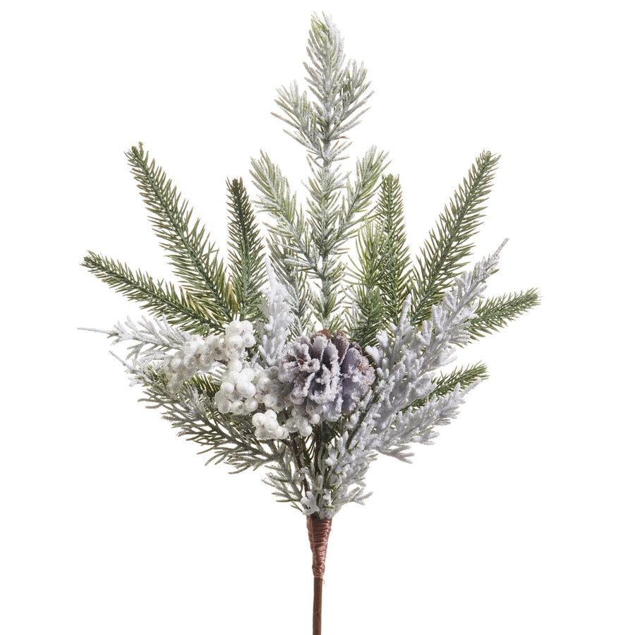 Snowy Mixed Greenery Stem