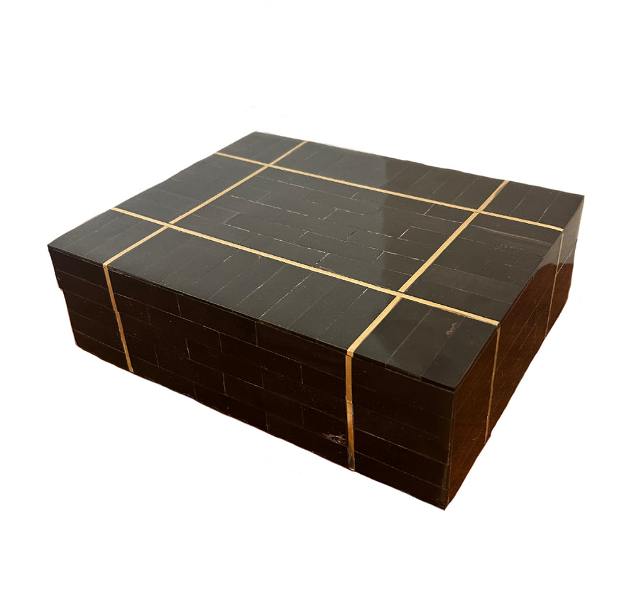 Chocolate Brown Bone Box with Gold