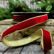 Red Velvet Ribbon/Metallic Gold Backing