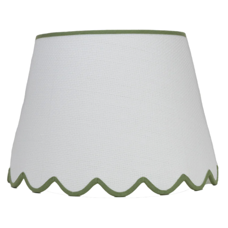 Grasscloth Round Scalloped Bottom Hardback Shade