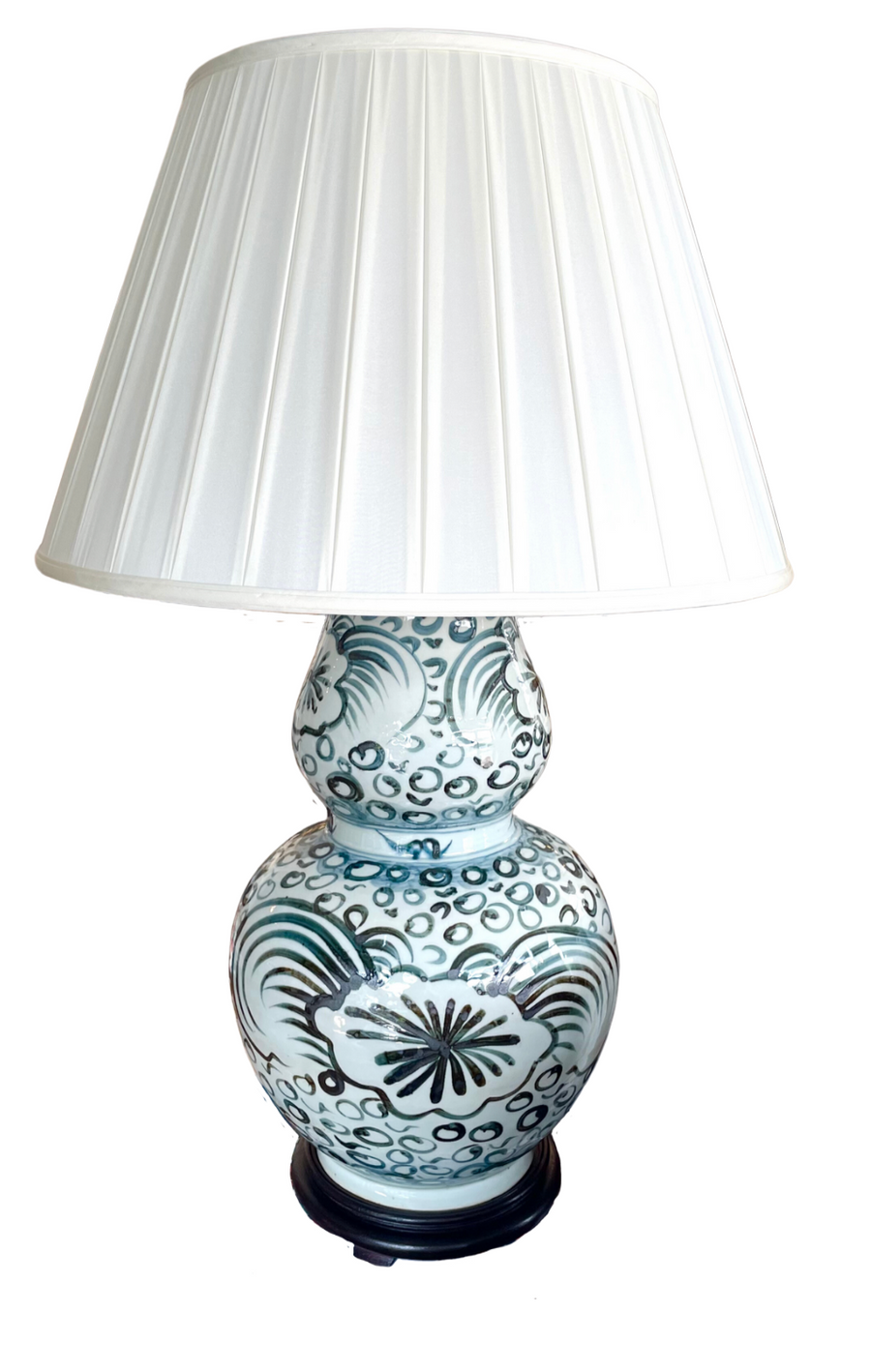 Custom Glazed Indigo Seaflower Lamps (pair)