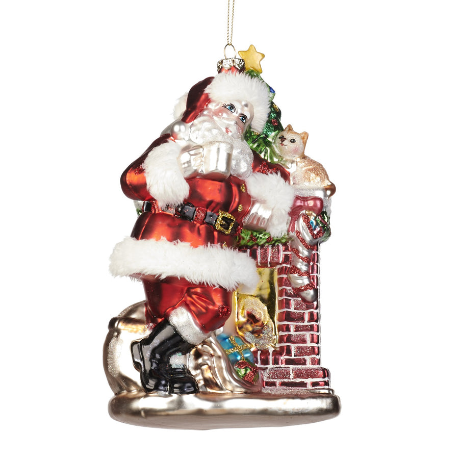 Furry Santa Chimney Ornament