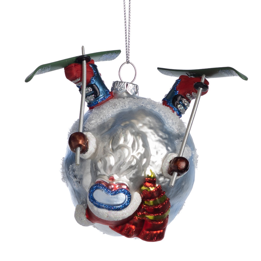 Skiing Santa Ball Ornament