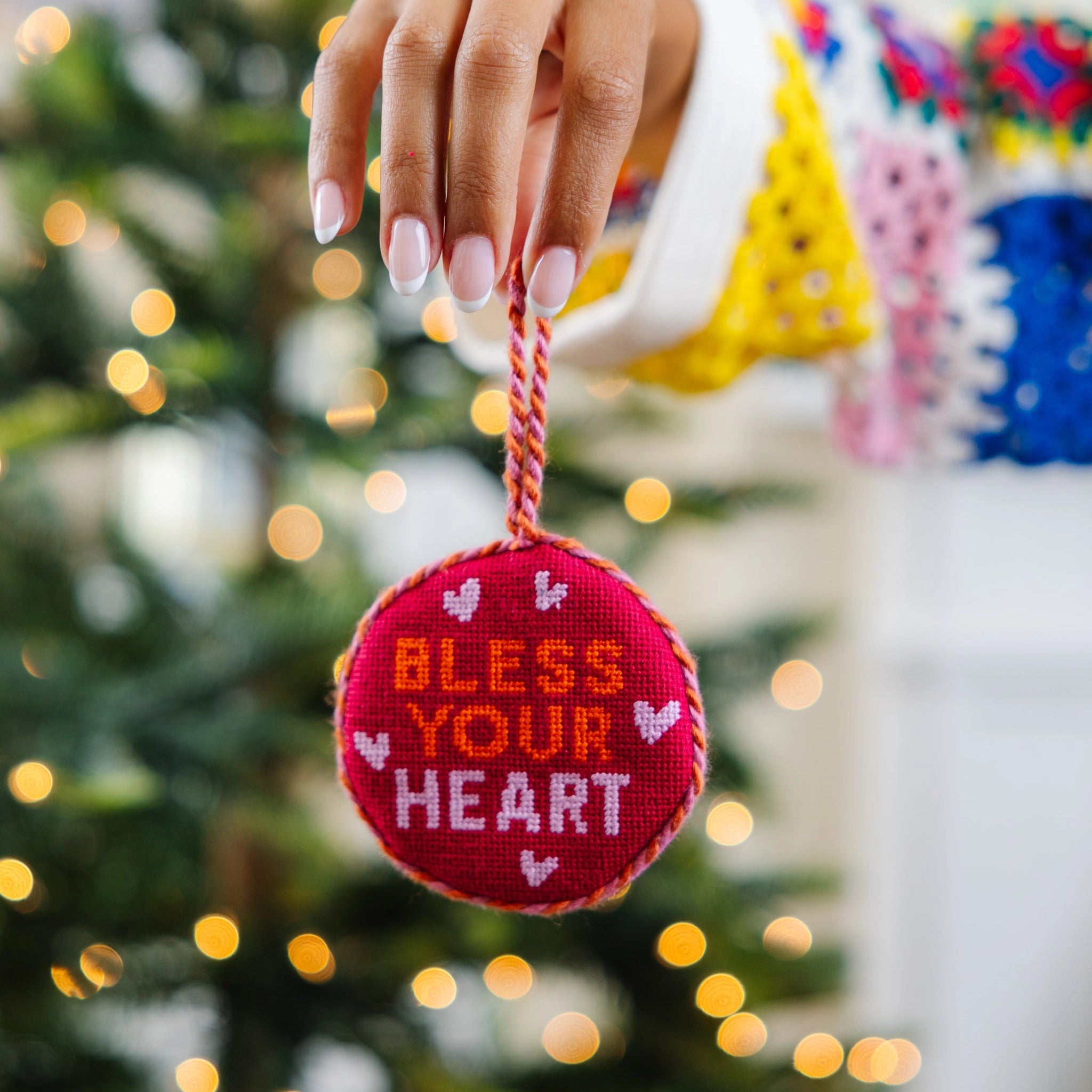 Needlepoint Ornament - Bless Your Heart