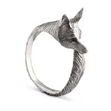 Pewter Fox Napkin Ring Set/4