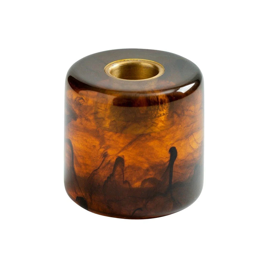 Cylinder Candleholder-Tortoiseshell Resin Round Holder