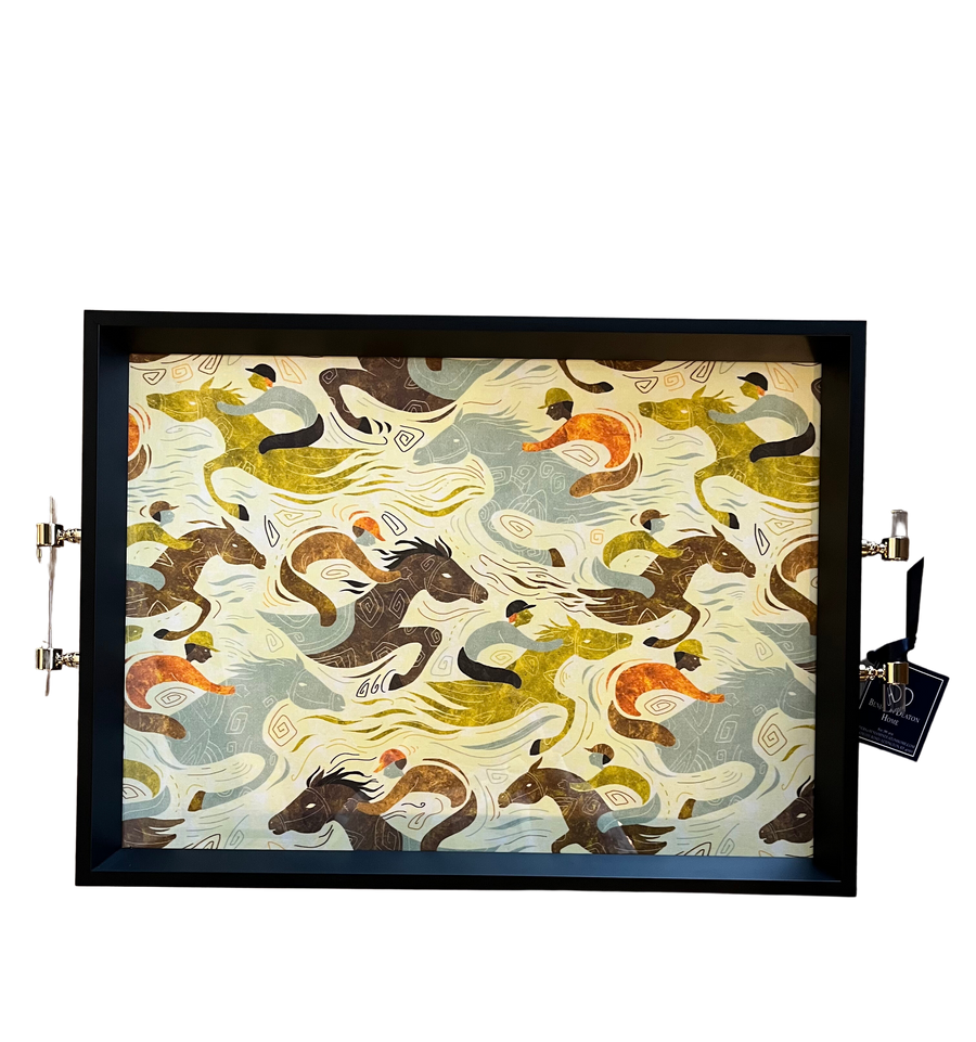 Rectangular Serving Tray with handles (horses)