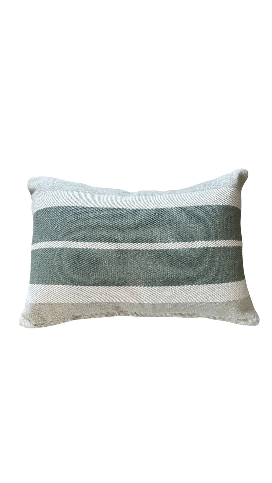 Green Striped Lumbar Pillow