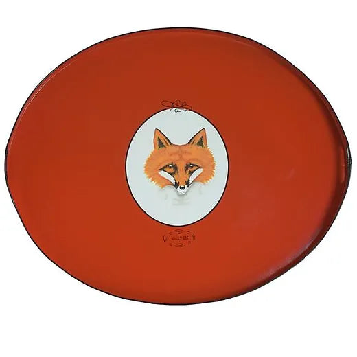 Red Base Fox Tole Tray