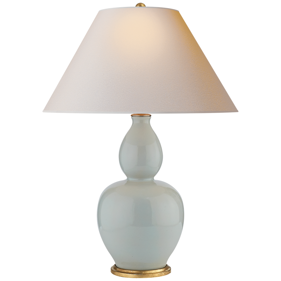 Yue Double Gourd Table Lamp in Ice Blue with Linen Shade