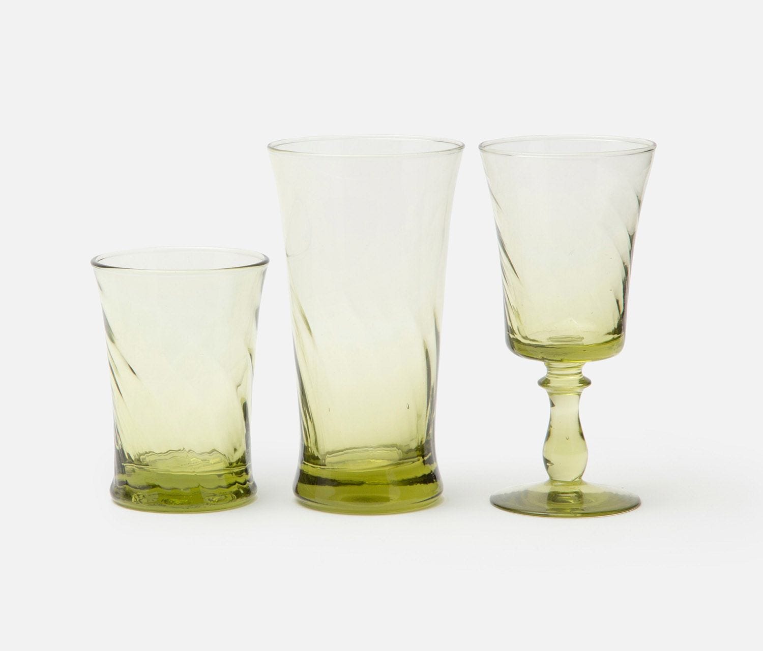 Colette Hand Blown Glass Tumbler in Light Olive (Set of 6)