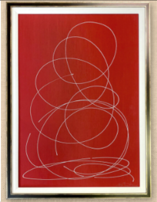 White Brainstorm on Red Silk