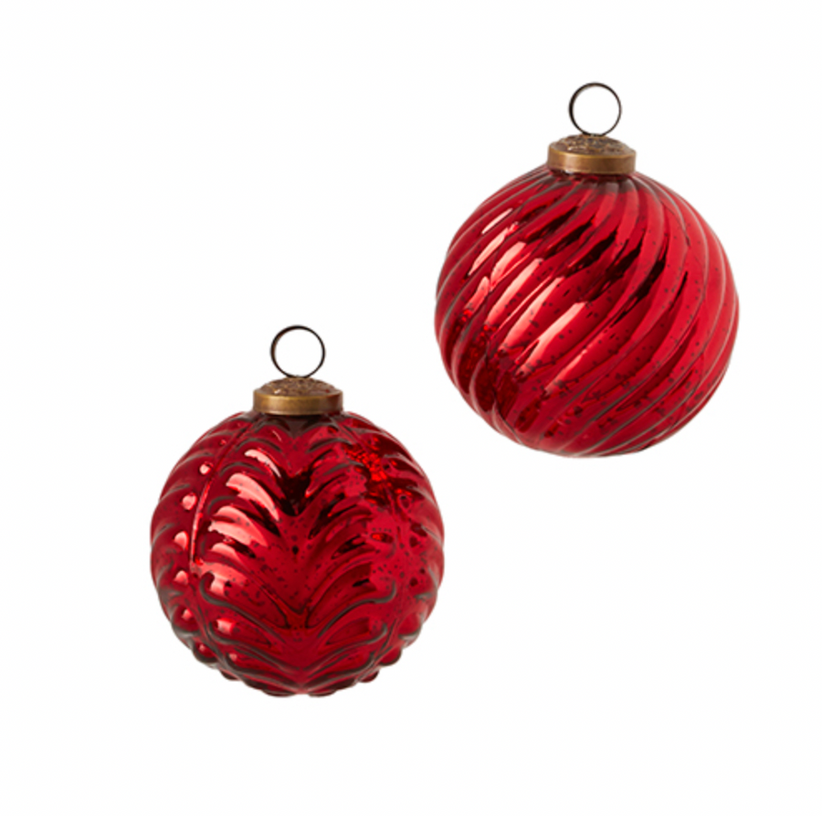 Red Pattern Ball Ornament