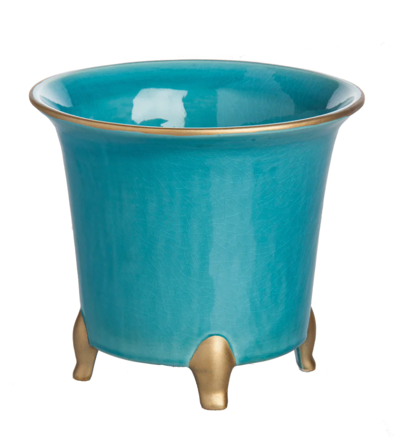 Turquoise and Gold Cachepot
