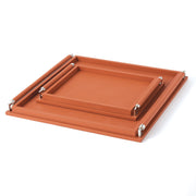 Wrapped Handle Tray in Coral Leather