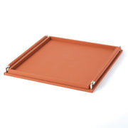 Wrapped Handle Tray in Coral Leather