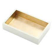 Ivory Lacquered Napkin Holder with Gold Interior